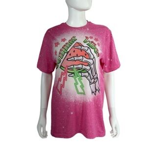 Gilden “Summer Vibes” Pink Galaxy Splatter Skeleton Watermelon Tee